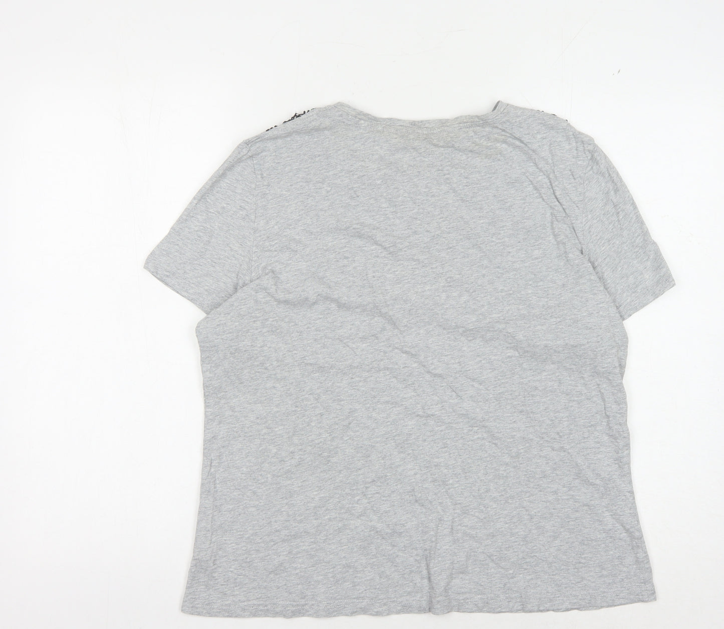 Dorothy Perkins Women's Grey Embroidered T-Shirt Size 16