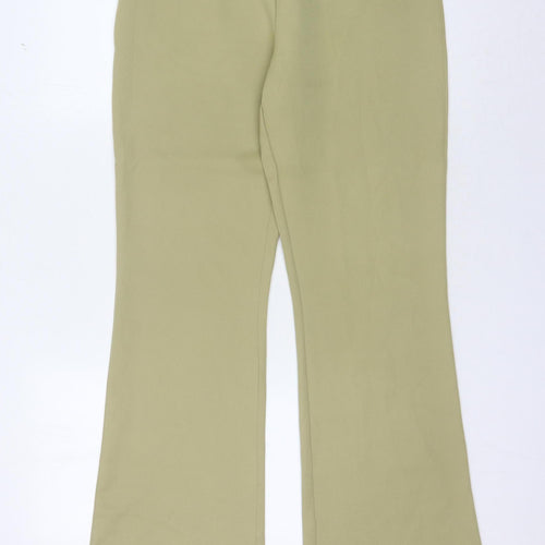 PrettyLittleThing Women's Green Flared Trousers Size 10