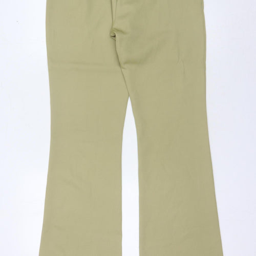 PrettyLittleThing Women's Green Flared Trousers Size 10