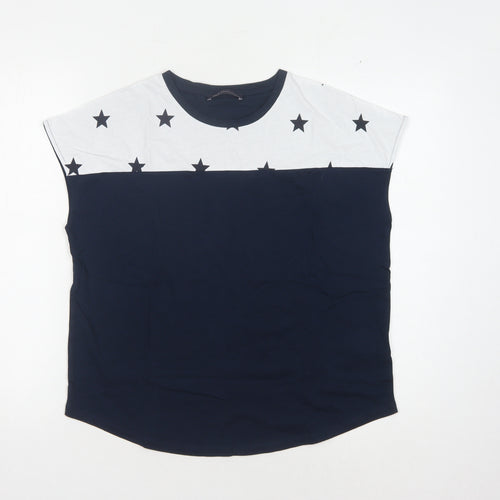 Marks and Spencer Women's Black Star T-Shirt - Size 8