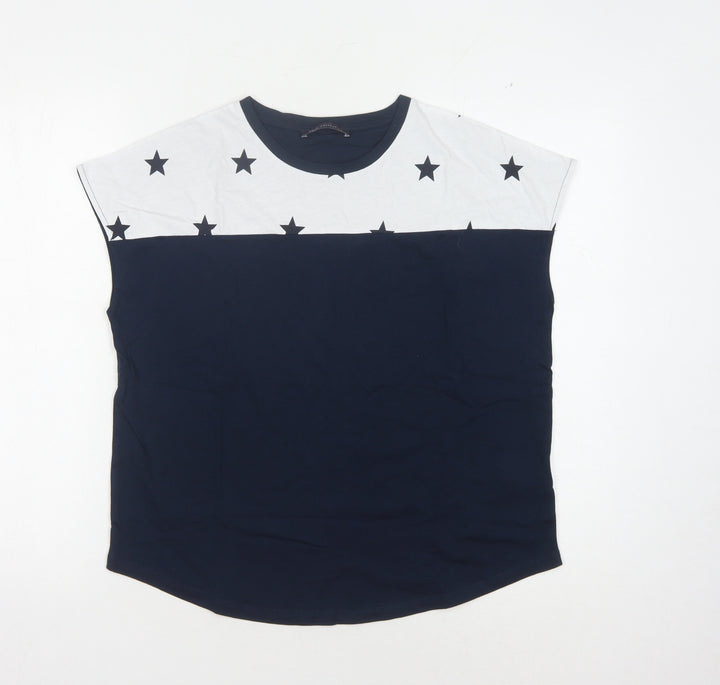 Marks and Spencer Women's Black Star T-Shirt - Size 8