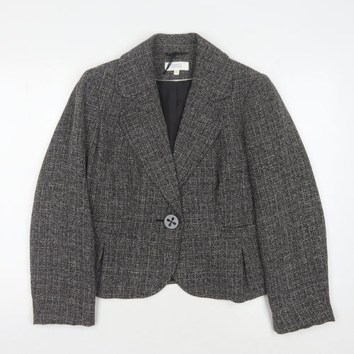 Marks & Spencer Women Grey Herringbone Blazer Size 16