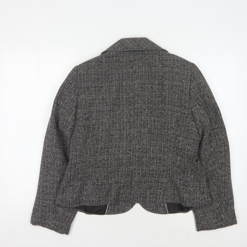 Marks & Spencer Women Grey Herringbone Blazer Size 16