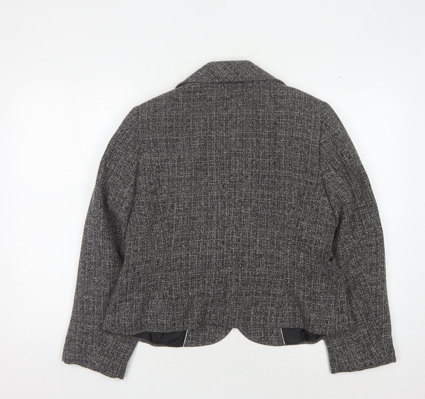 Marks & Spencer Women Grey Herringbone Blazer Size 16
