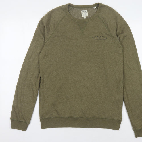 Jack Wills Men's Green Medium Pullover Sweatshirt