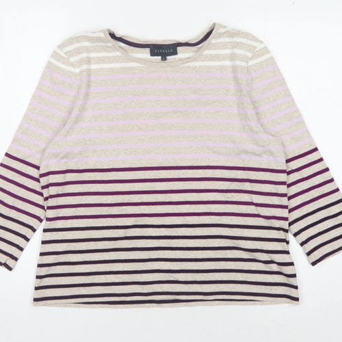 Viyella Women's Multicoloured Striped T-Shirt, Size L