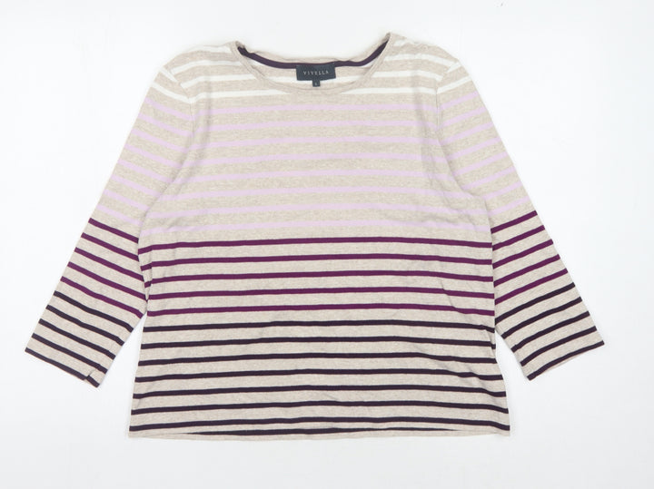 Viyella Women's Multicoloured Striped T-Shirt, Size L