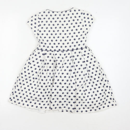 Mayoral Girls White Polka Dot Fit & Flare Dress - 7 Years