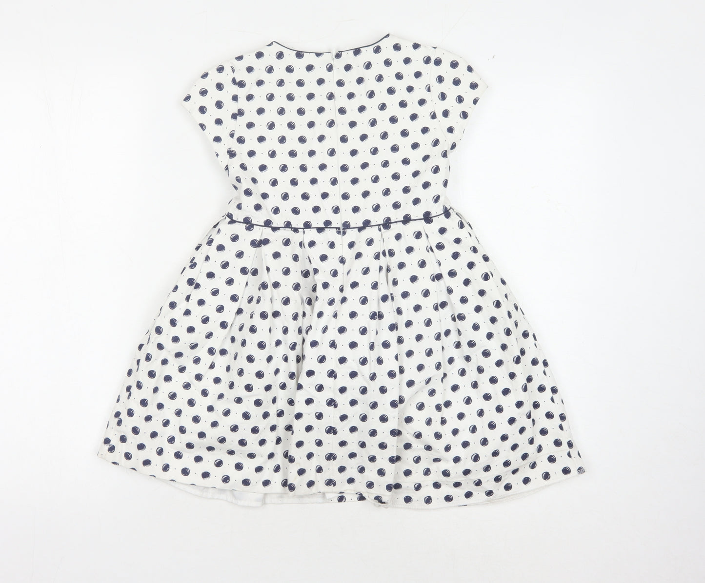Mayoral Girls White Polka Dot Fit & Flare Dress - 7 Years