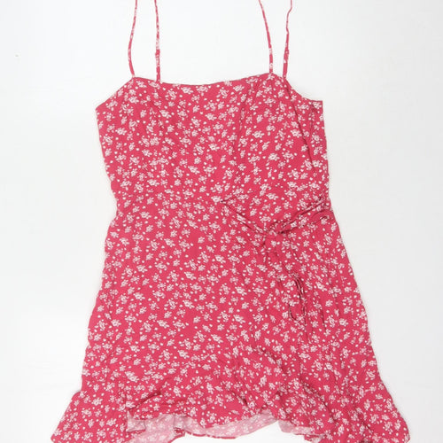 Pamela x NA-KD Red Floral Slip Dress Size 12 - Bohemian Elegance