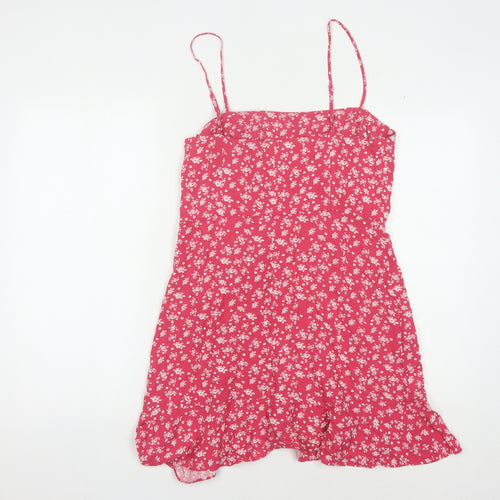 Pamela x NA-KD Red Floral Slip Dress Size 12 - Bohemian Elegance