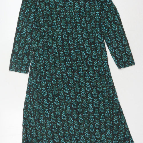 Laura Ashley Green Floral Long Shirt Dress, Size 10