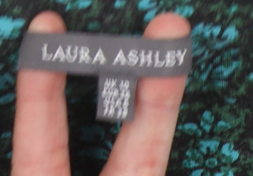 Laura Ashley Green Floral Long Shirt Dress, Size 10