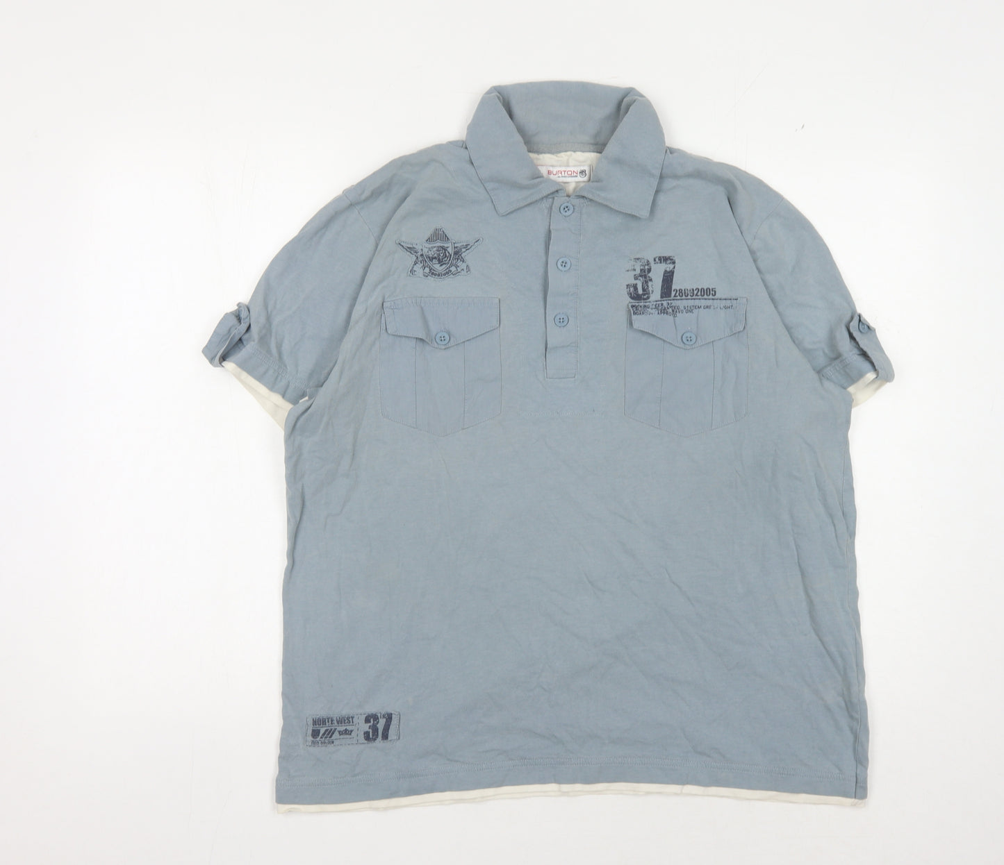 Burton Men's Blue Polo, Size L, Short Sleeve Cotton