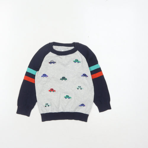 Blue Zoo Boys Multicoloured Car Print Cotton Jumper