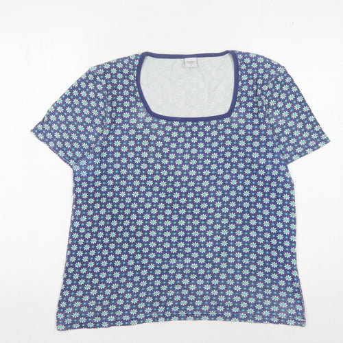 Cotton Traders Women's Blue Floral T-Shirt Size 14