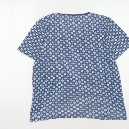 Cotton Traders Women's Blue Floral T-Shirt Size 14