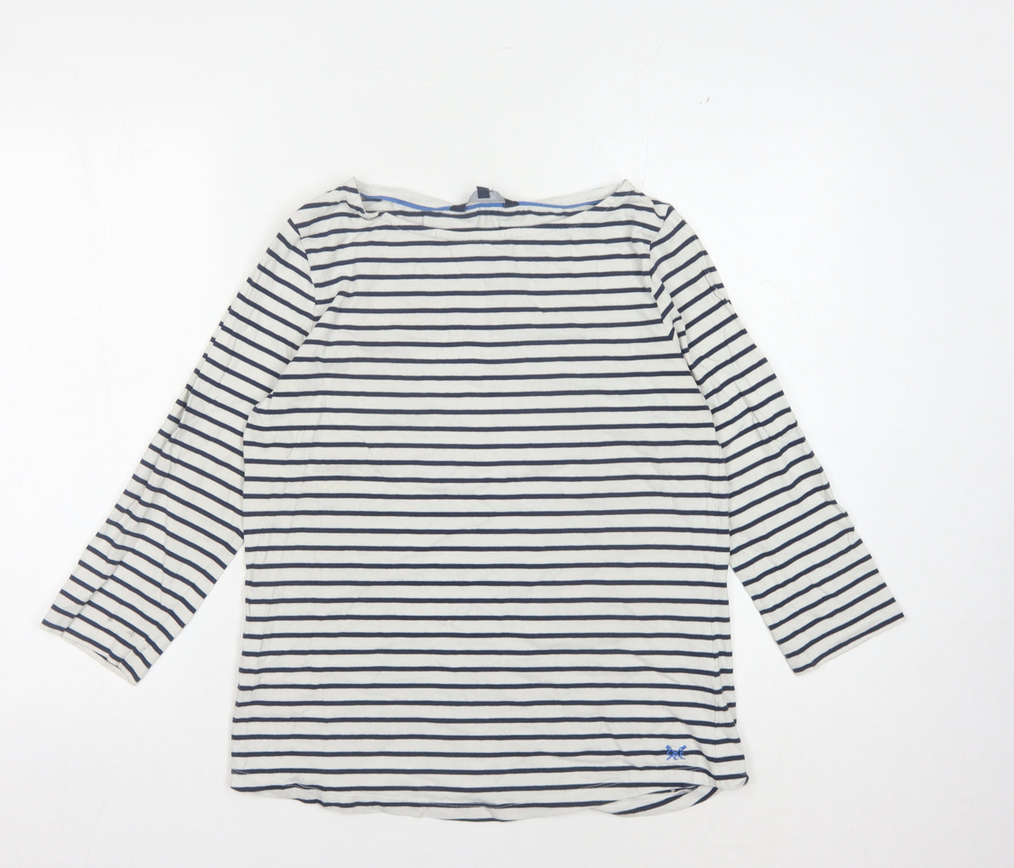 Crew Clothing Women's White Striped T-Shirt, Size 12