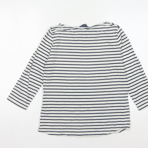 Crew Clothing Women's White Striped T-Shirt, Size 12