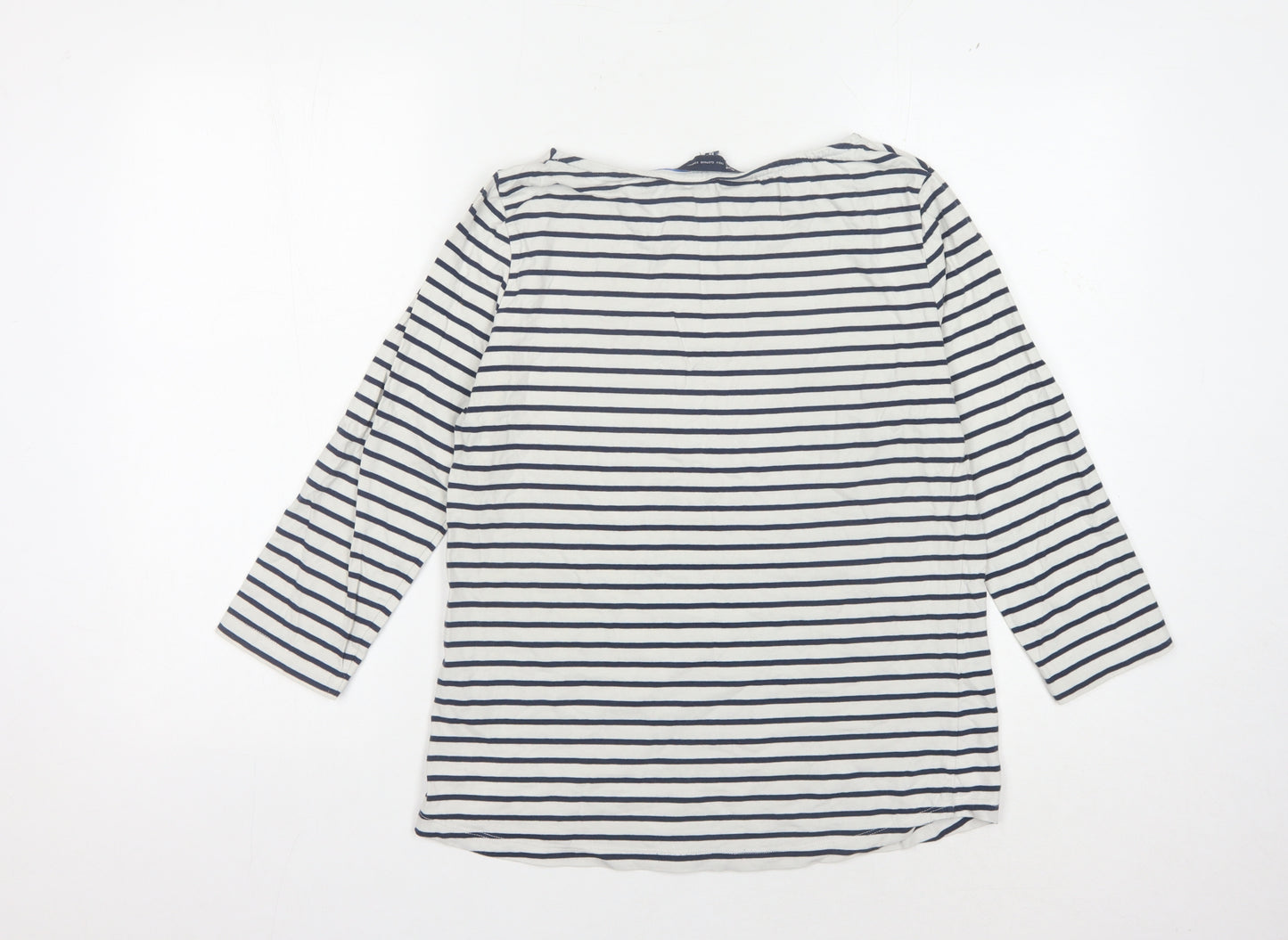 Crew Clothing Women's White Striped T-Shirt, Size 12