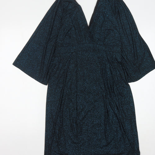 ASOS Women's Black Glitter V-Neck Party Dress Size 8