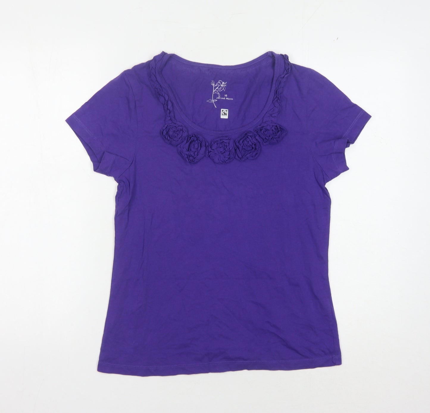 John Lewis Women's Purple Cotton T-Shirt, Size 10