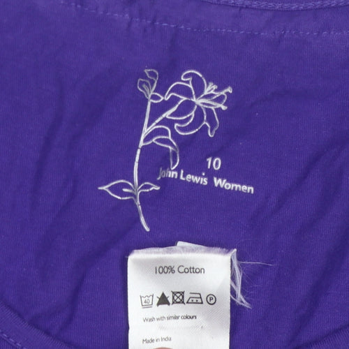 John Lewis Women's Purple Cotton T-Shirt, Size 10