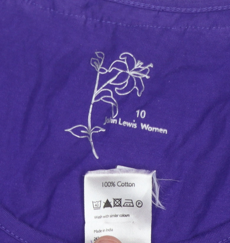 John Lewis Women's Purple Cotton T-Shirt, Size 10
