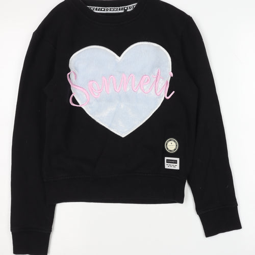 Sonneti Girls Black Sweatshirt 12-13 Years - Embroidered