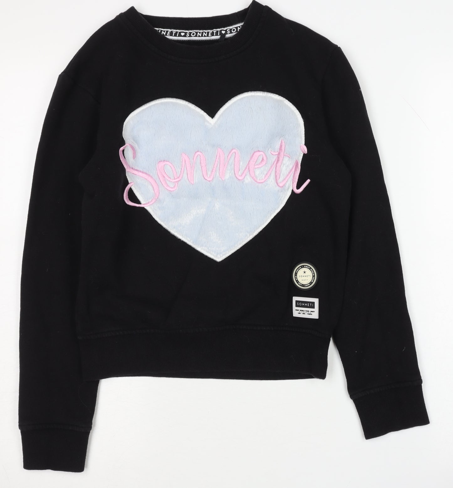 Sonneti Girls Black Sweatshirt 12-13 Years - Embroidered
