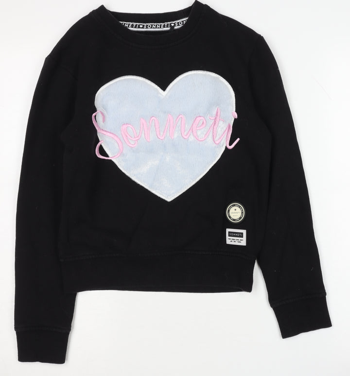 Sonneti Girls Black Sweatshirt 12-13 Years - Embroidered