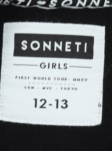 Sonneti Girls Black Sweatshirt 12-13 Years - Embroidered