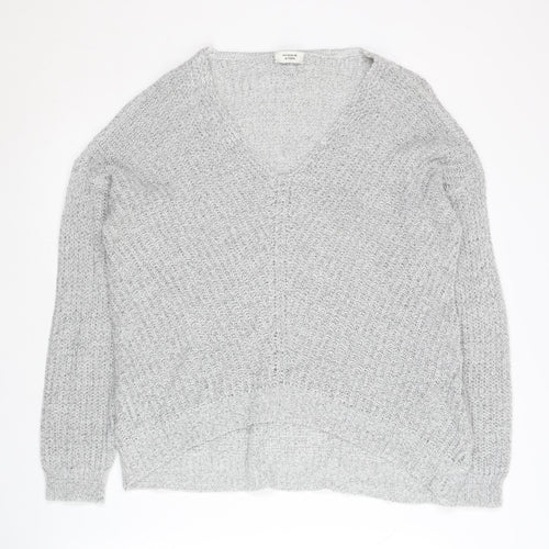 Jacqueline de Yong Women's Grey Jumper M V-Neck Knit
