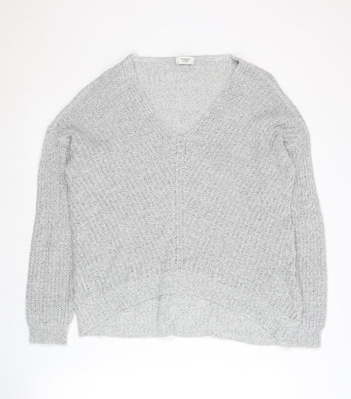 Jacqueline de Yong Women's Grey Jumper M V-Neck Knit