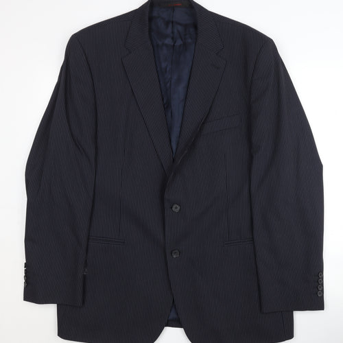 Jeff Banks Men's Blue Striped Blazer 44 Regular