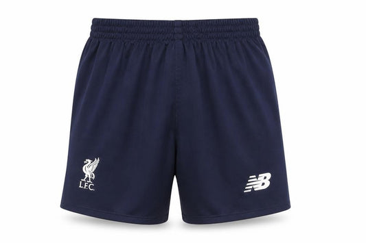 Front view of New Balance boys’ blue athletic football shorts 6-7 years