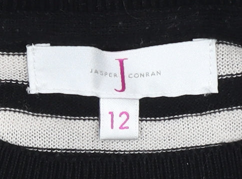 Jasper Conran Women's Black Striped Pullover Jumper Size 12