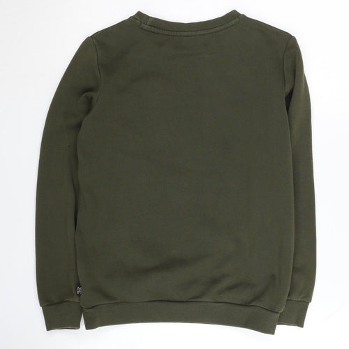 Puma Boys Green Crew Neck Sweatshirt with Logo, Size 11-12Y
