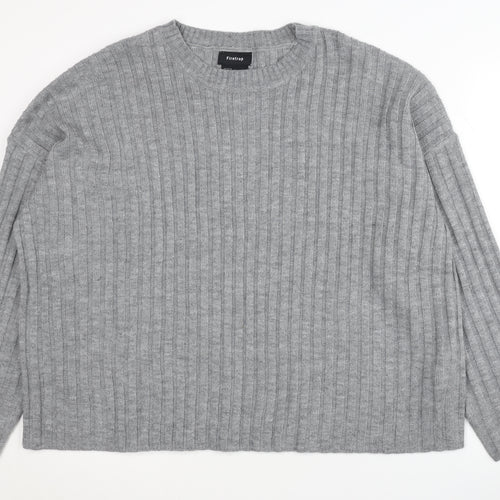 Firetrap Women's Grey Chunky-Knit Jumper Size 14