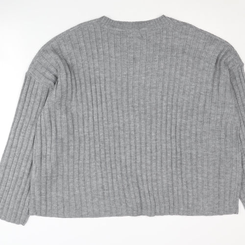 Firetrap Women's Grey Chunky-Knit Jumper Size 14