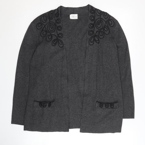 Eastex Women's Grey Open Front Cardigan, Size 12, Long Sleeve