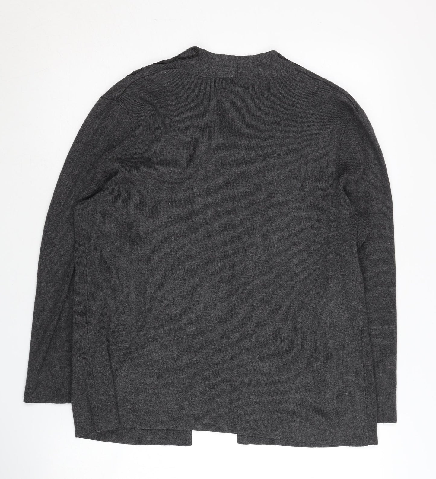 Eastex Women's Grey Open Front Cardigan, Size 12, Long Sleeve