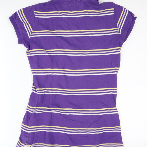 Superdry Women's Purple Striped Polo Shirt M