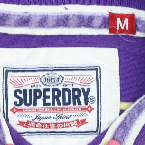 Superdry Women's Purple Striped Polo Shirt M