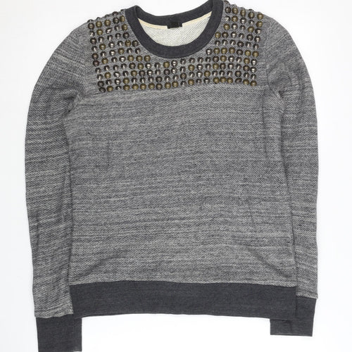 J.Crew Women's Grey Studded Pullover Sweatshirt XS