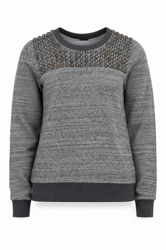 J.Crew Women's Grey Studded Pullover Sweatshirt XS