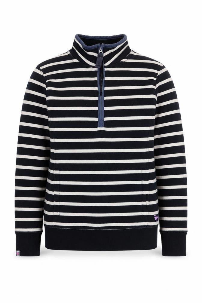Country Rose Women's Black Striped Henley Sweatshirt S