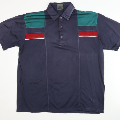 Tootal Men's Blue Colourblock Polo - L