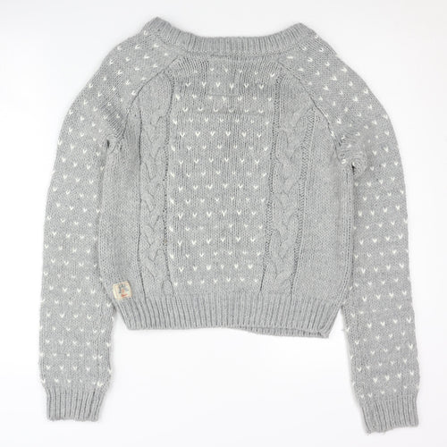 Soulcal & Co Women's Grey Cable-Knit Jumper Size 8