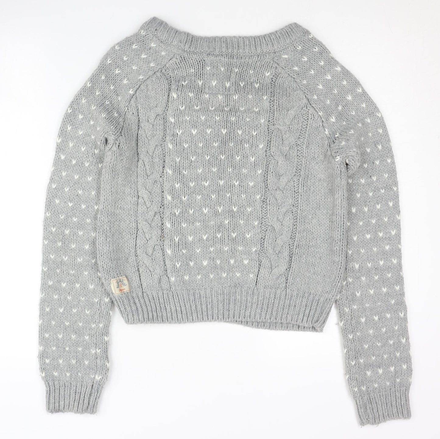 Soulcal & Co Women's Grey Cable-Knit Jumper Size 8